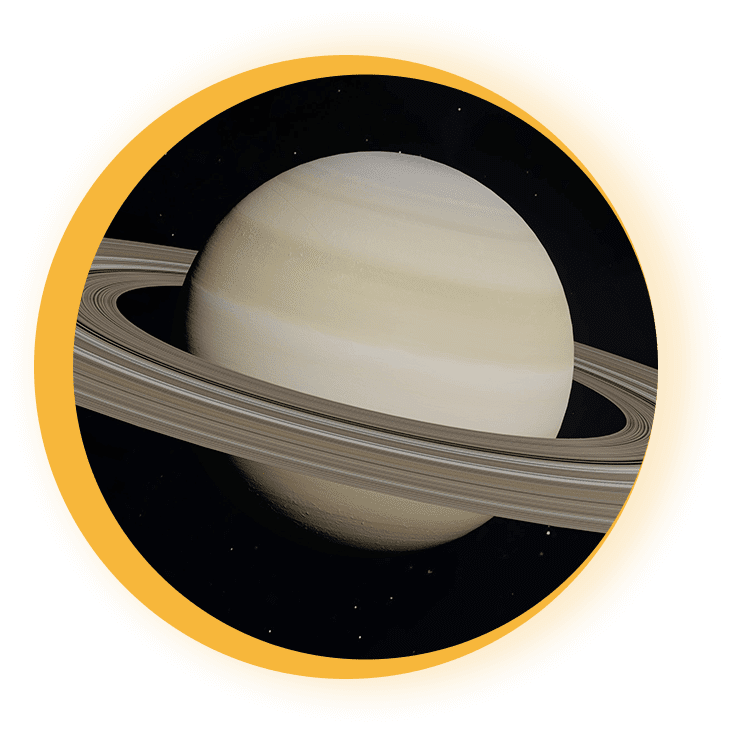 A picture of saturn with the rings around it.